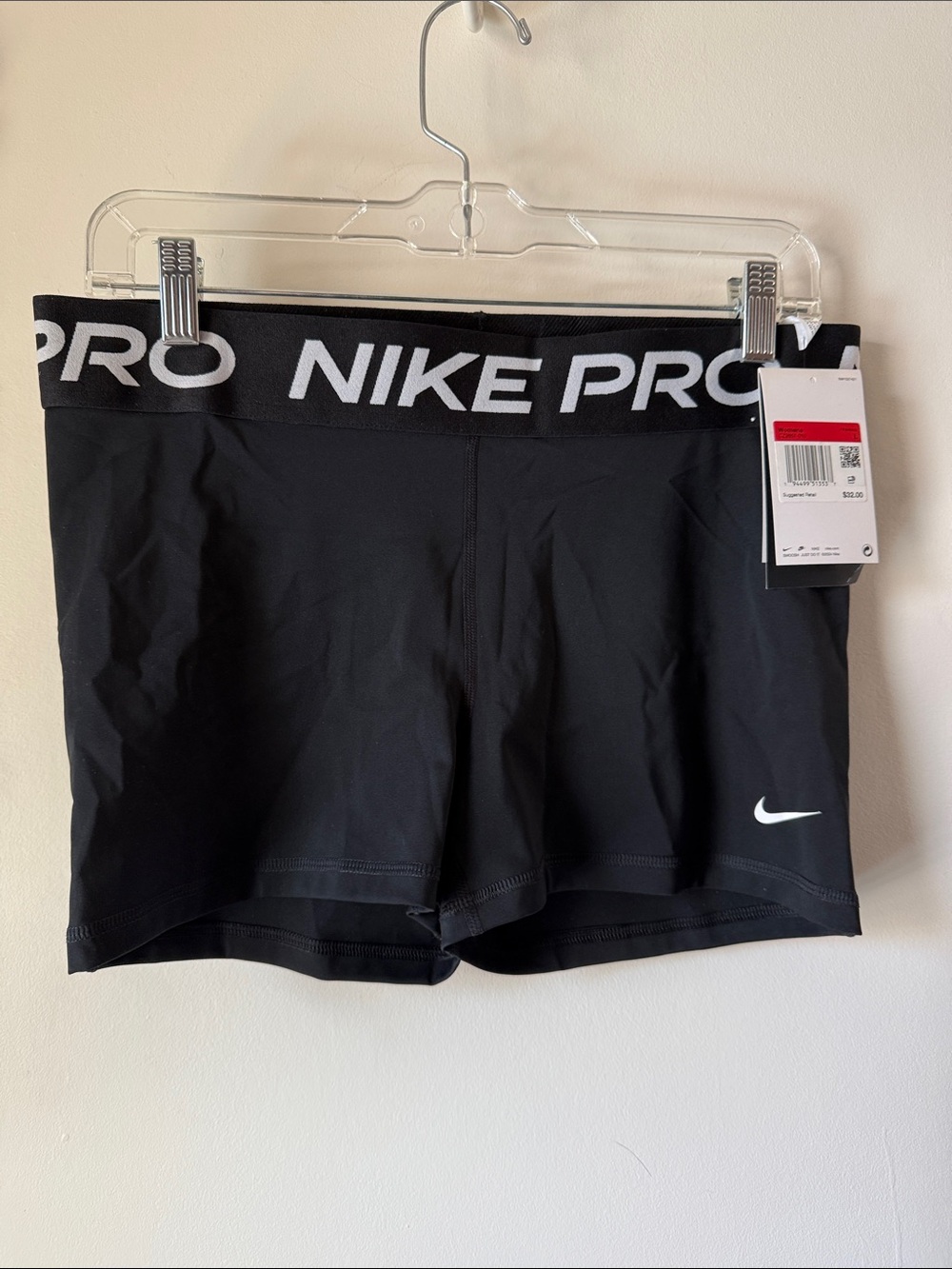 Nike Pro Black Women's Bike Shorts with White Logo